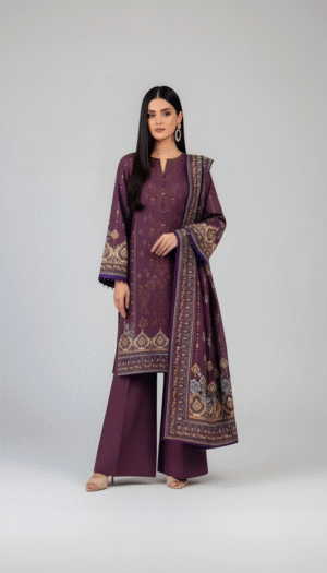 3 piece linen embroidered suit
