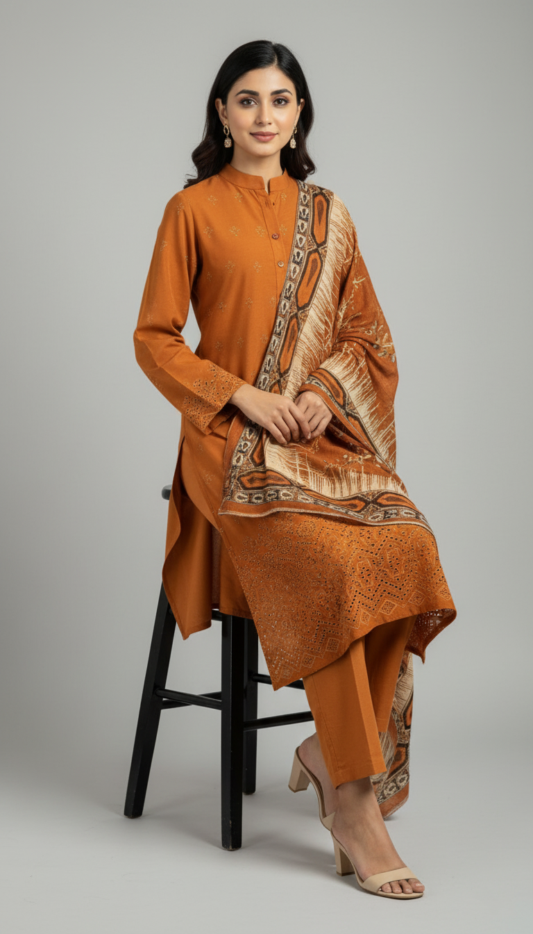 Home 3 piece embroidered suit