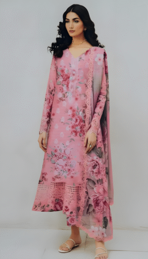 3 piece linen embroidered suit